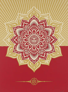 Shepard Fairey "Holiday Mandala" Red/Gold 13' Obey Print