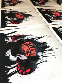 Aaron Woes Martin "Angry Woebots" - Panda King 3 Nightmare Hand Stenciled Giclee Print