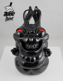 Saturno "Naughty Rabbit" Gloss Black Edition Resin Sculpture - Silent Stage Gallery