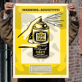 Shepard Fairey "Warning-Addictive" Obey New Deal Print